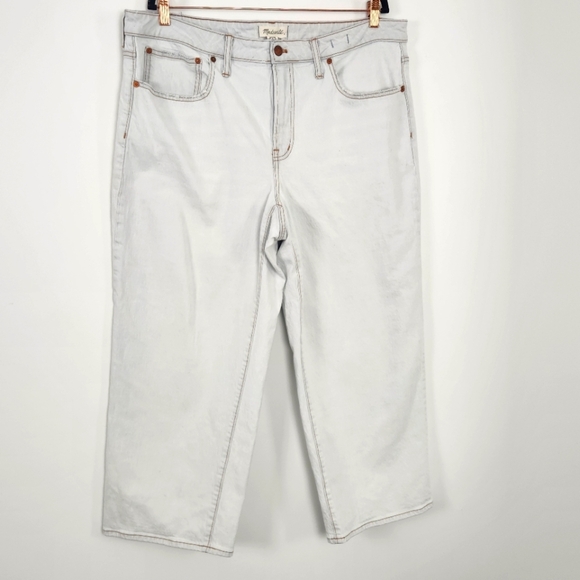 Madewell The Perfect Vintage Wide Leg Jean Light Wash Distressed Jeans Size 16W - Picture 1 of 11
